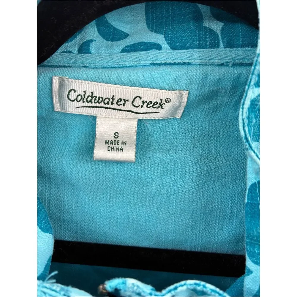 3For$20 Coldwater Creek Turquoise Floral Button Zip/Button Jacket size s - Picture 2 of 6